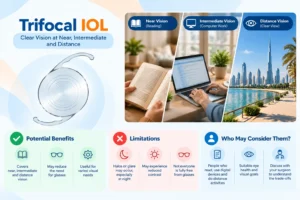 Trifocal IOL designed to provide near, intermediate and distance vision